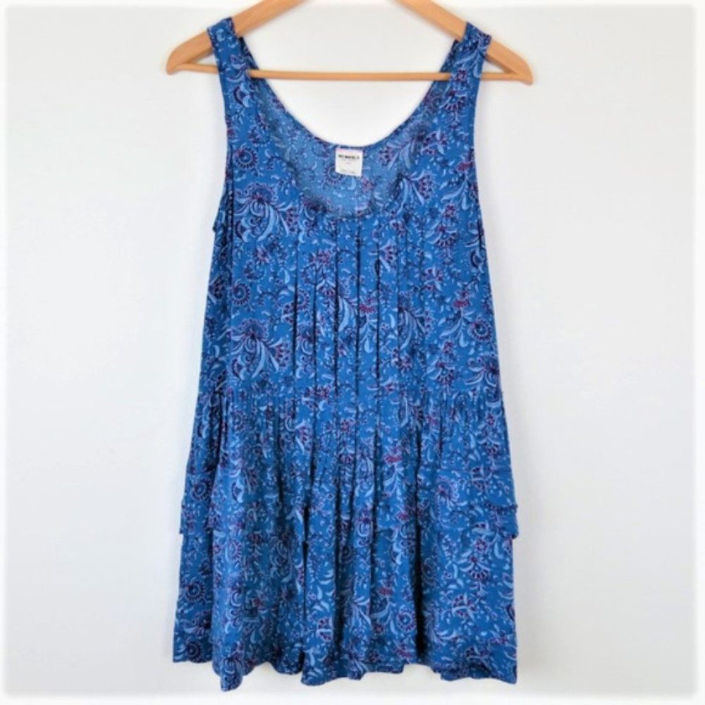 Free People Blue Floral Paisley Tank Tunic Slip